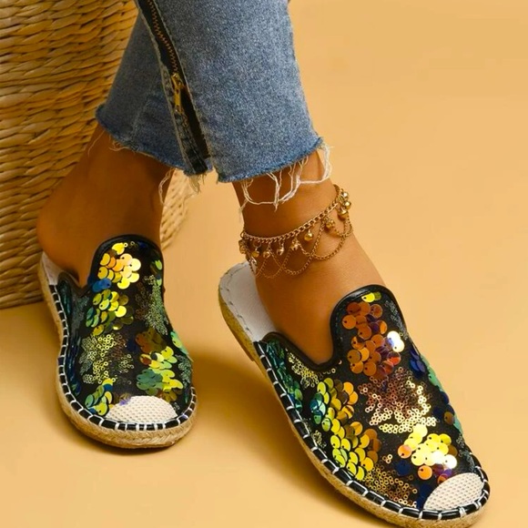Sequin sheer mesh espadrilles - Picture 1 of 4